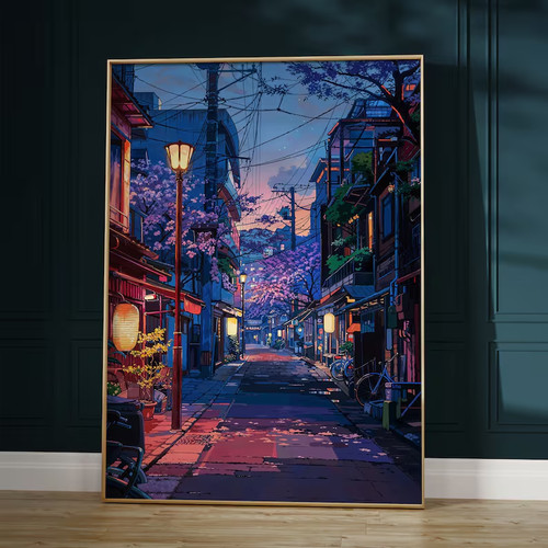 Poster anime street colorato - poster, street,